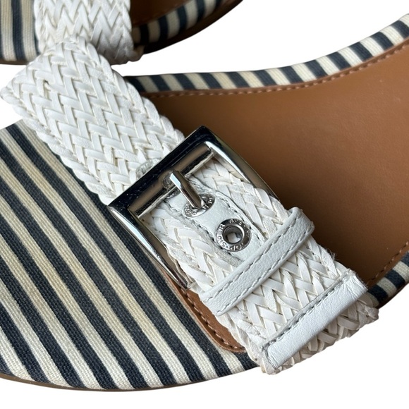Sperry Top Sider Lynnbrook Low Wedge Sandals Size 9 Blue White Stripe Low Wedge - Picture 4 of 13